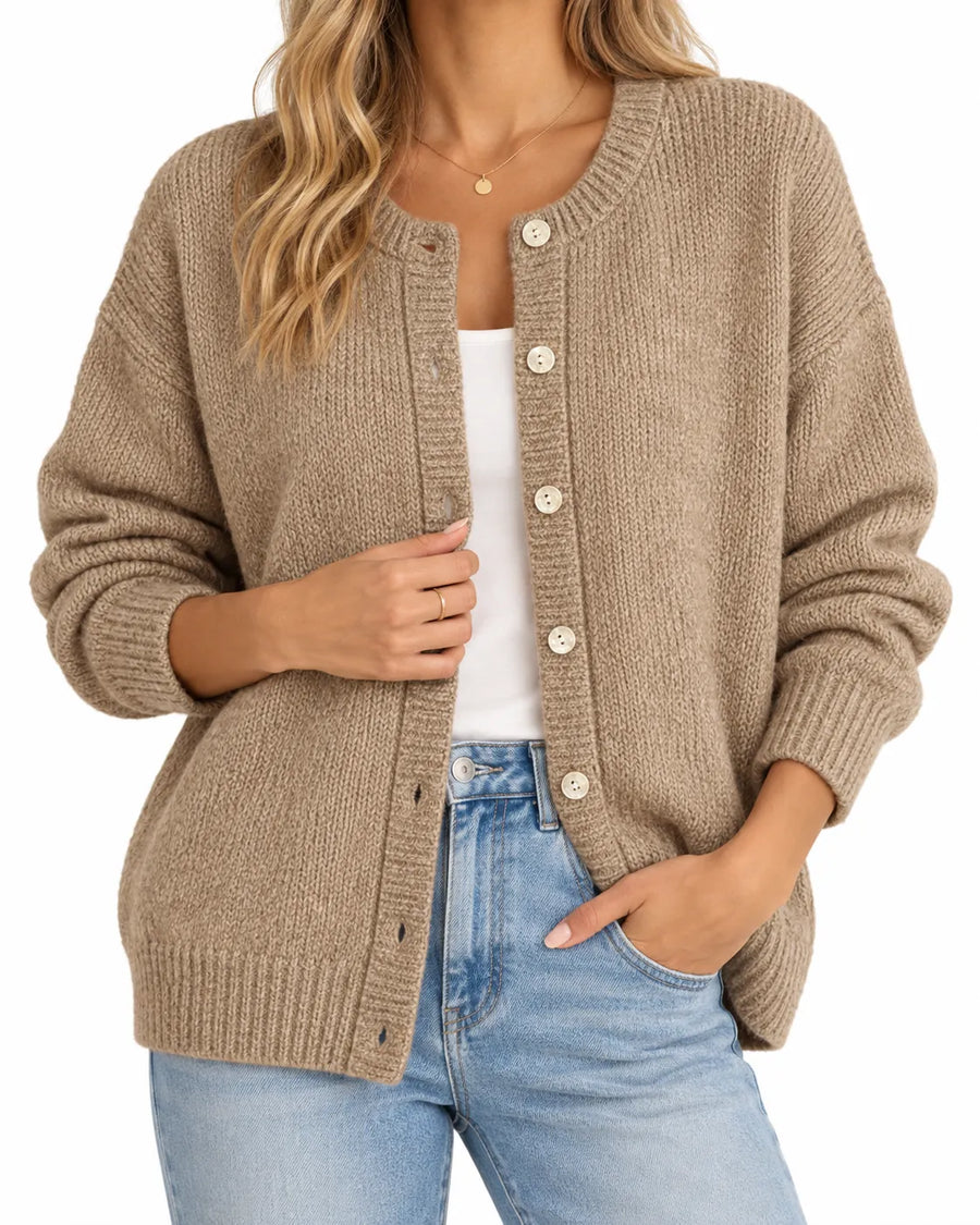 Cardigan Long Femme Col V Boutonné