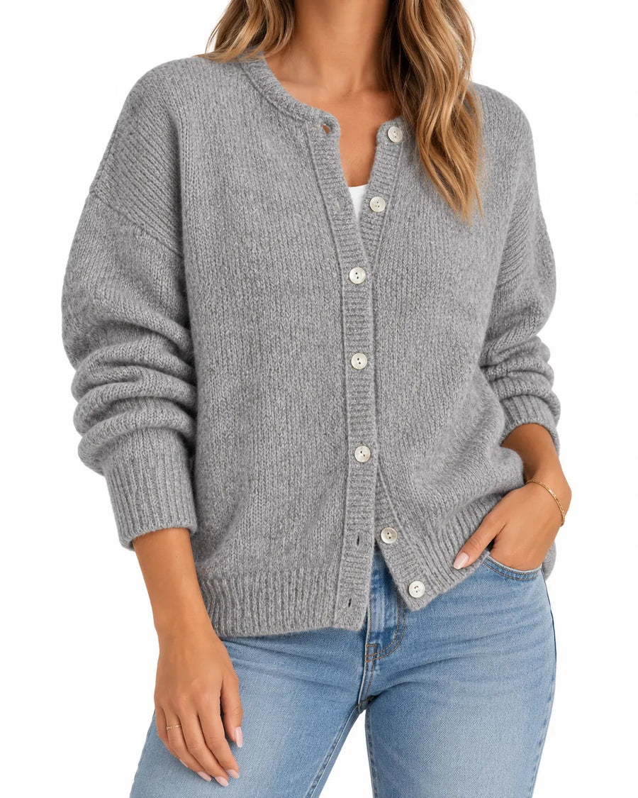 Cardigan Long Femme Col V Boutonné