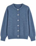 Cardigan Femme - Long Col V Boutonné - Bleu marine