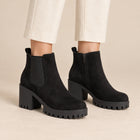 Bottines Chelsea Femme - Suédine Talon Bloc 7 cm Zip Extérieur - Noir