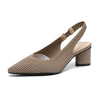 Escarpins femme – bout pointu et talon carré stable - Grain Abricot foncé