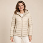 Doudoune Légère Femme - Capuche Fixe Poches Latérales - Beige