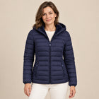 Doudoune Légère Femme - Capuche Fixe Poches Latérales - Bleu Marine