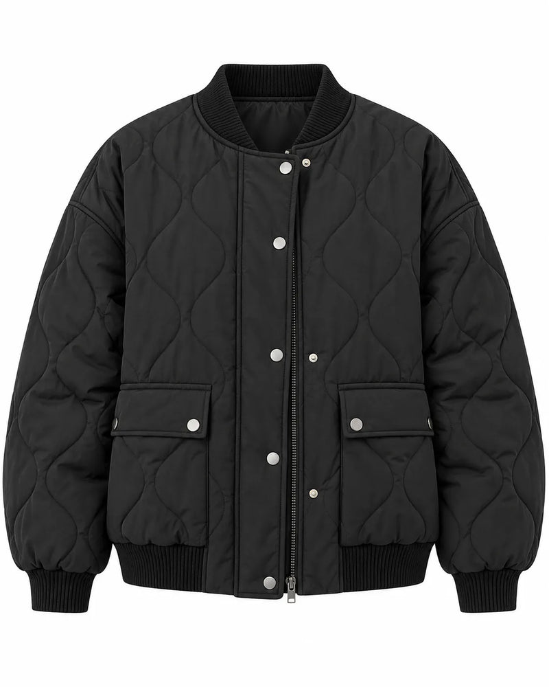 Veste Matelassée Femme Col Montant Boutonnée