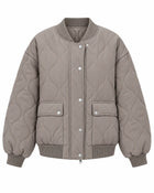 Veste Matelassée Femme - Col Montant Boutonnée - Gris