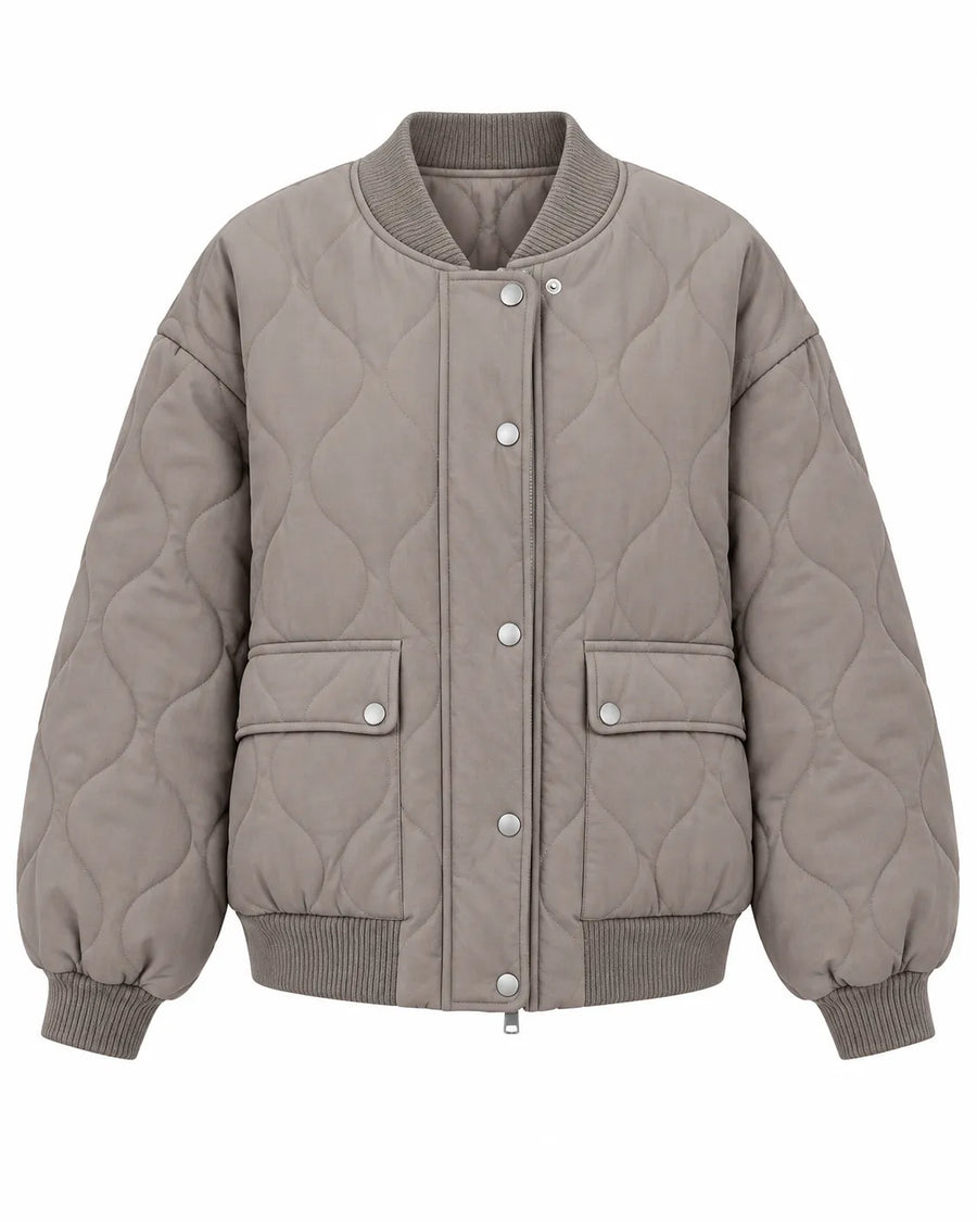 Veste Matelassée Femme Col Montant Boutonnée