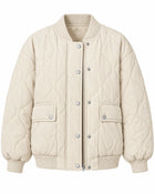 Veste Matelassée Femme - Col Montant Boutonnée - Beige