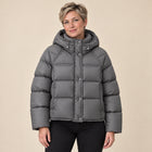 Doudoune Femme - Grande Capuche Col Montant Poches Hanches - Gris