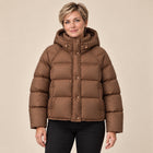 Doudoune Femme - Grande Capuche Col Montant Poches Hanches - Marron