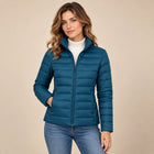 Doudoune Légère Femme - Col Montant Zippée Coupe Slim - Bleu Paon