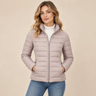 Doudoune Légère Femme - Col Montant Zippée Coupe Slim - Gris Rosé Pâle