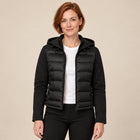 Doudoune Légère Femme - Capuche Zip Intégral Panneaux Matelassés - Noir
