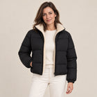 Doudoune Courte Femme - Col Montant Doublé Sherpa Zip Intégral - Noir