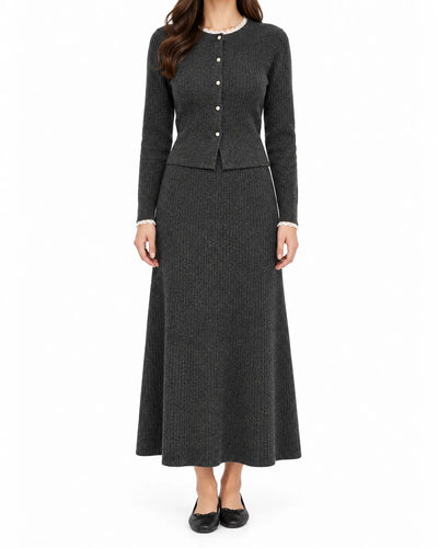 Ensemble cardigan et jupe femme bicolore
