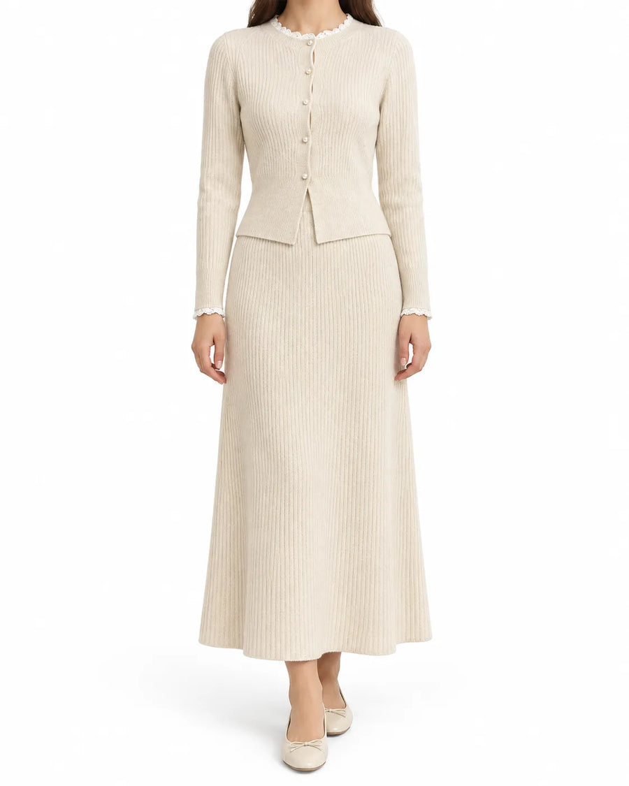 Ensemble cardigan et jupe femme bicolore