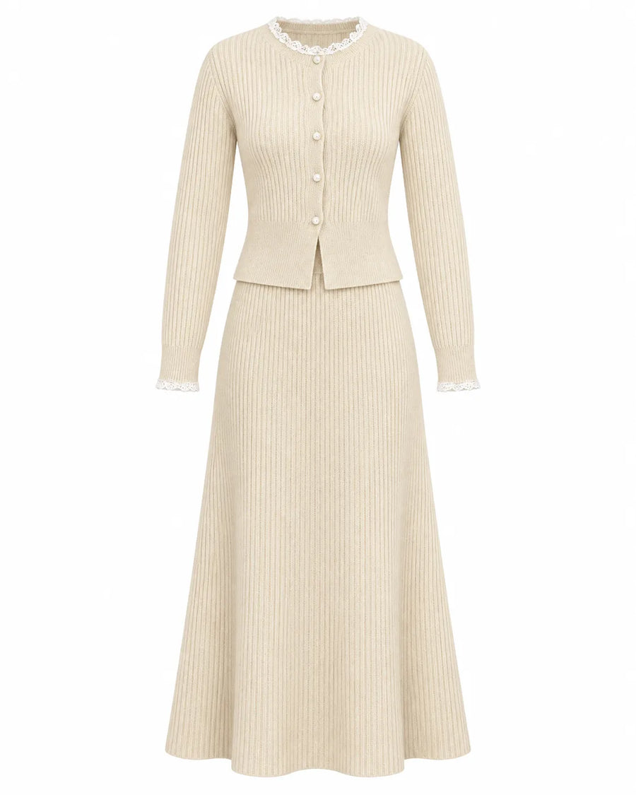 Ensemble cardigan et jupe femme bicolore