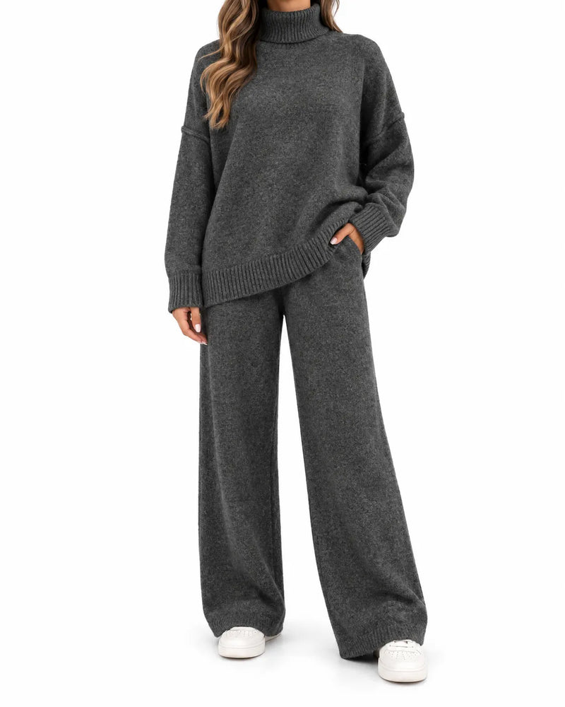 Ensemble pull col montant et pantalon femme