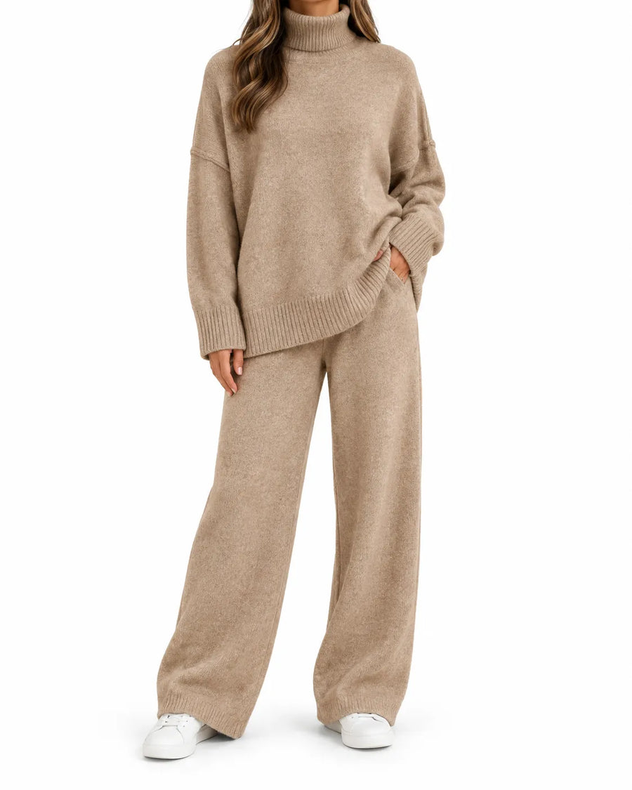 Ensemble pull col montant et pantalon femme