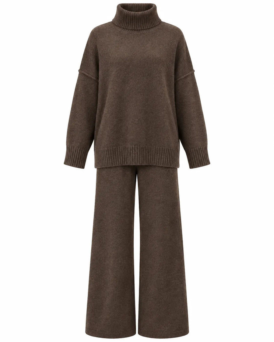Ensemble pull col montant et pantalon femme