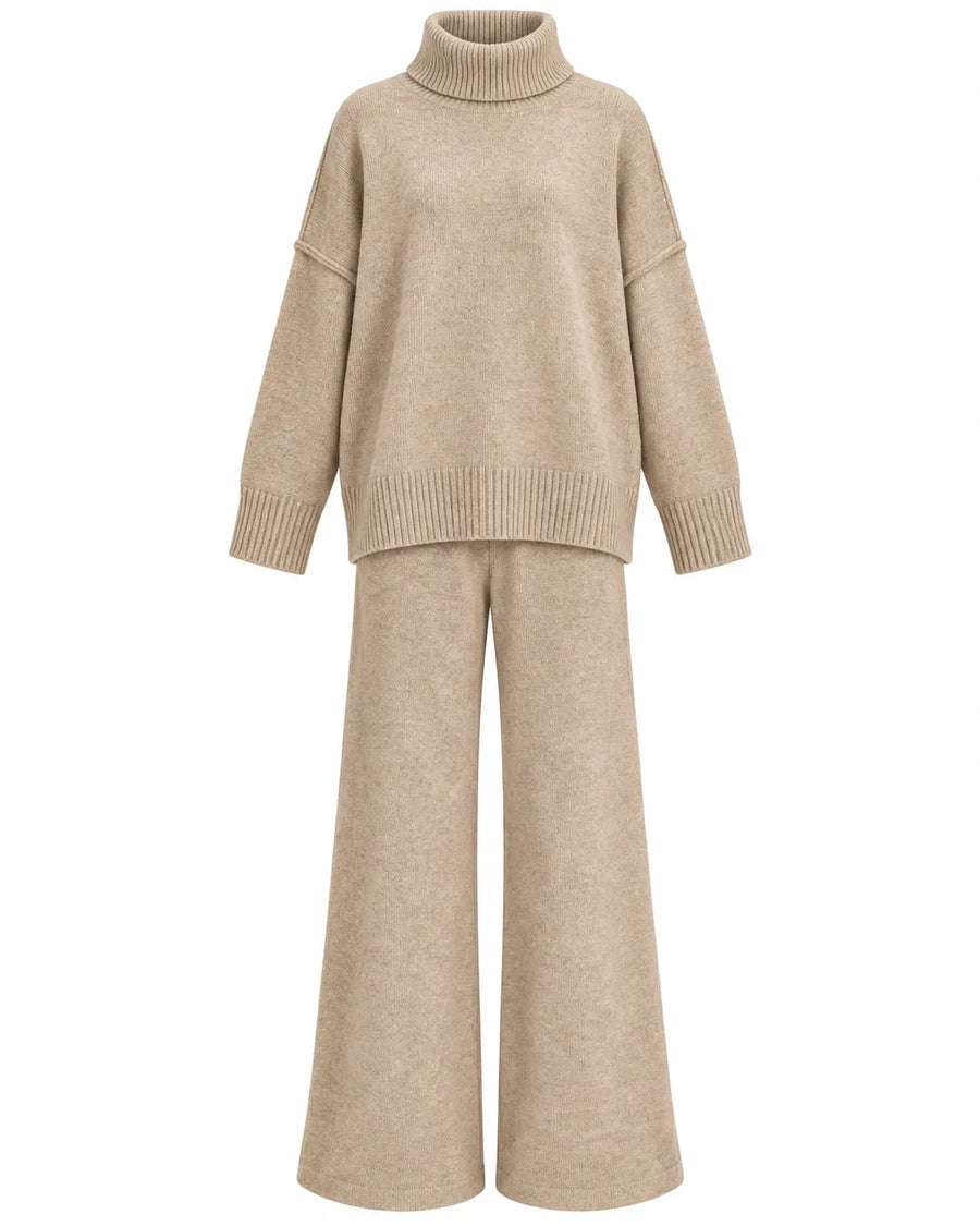 Ensemble pull col montant et pantalon femme