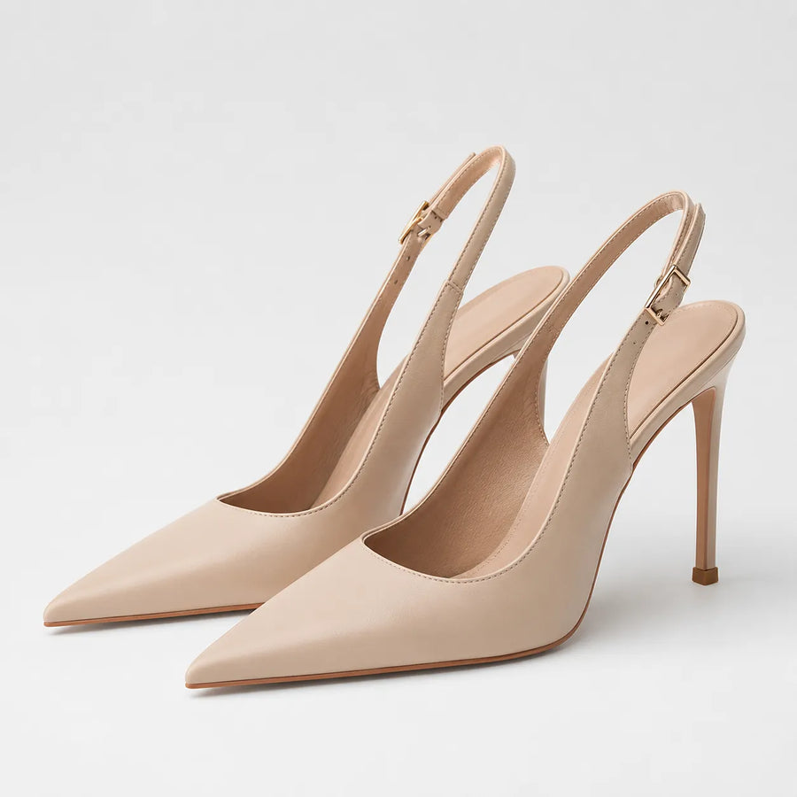 Escarpins femme slingback bout pointu - vue de côté talon aiguille