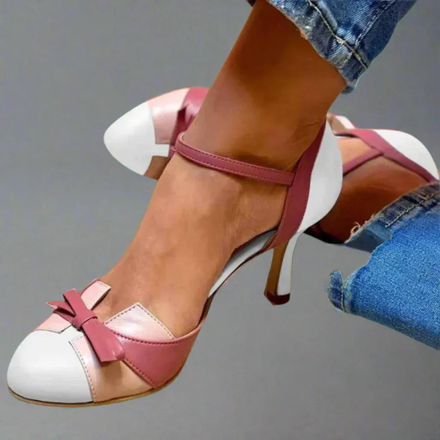 Escarpin femme bicolore bout fermé chic - vue d'ensemble posé