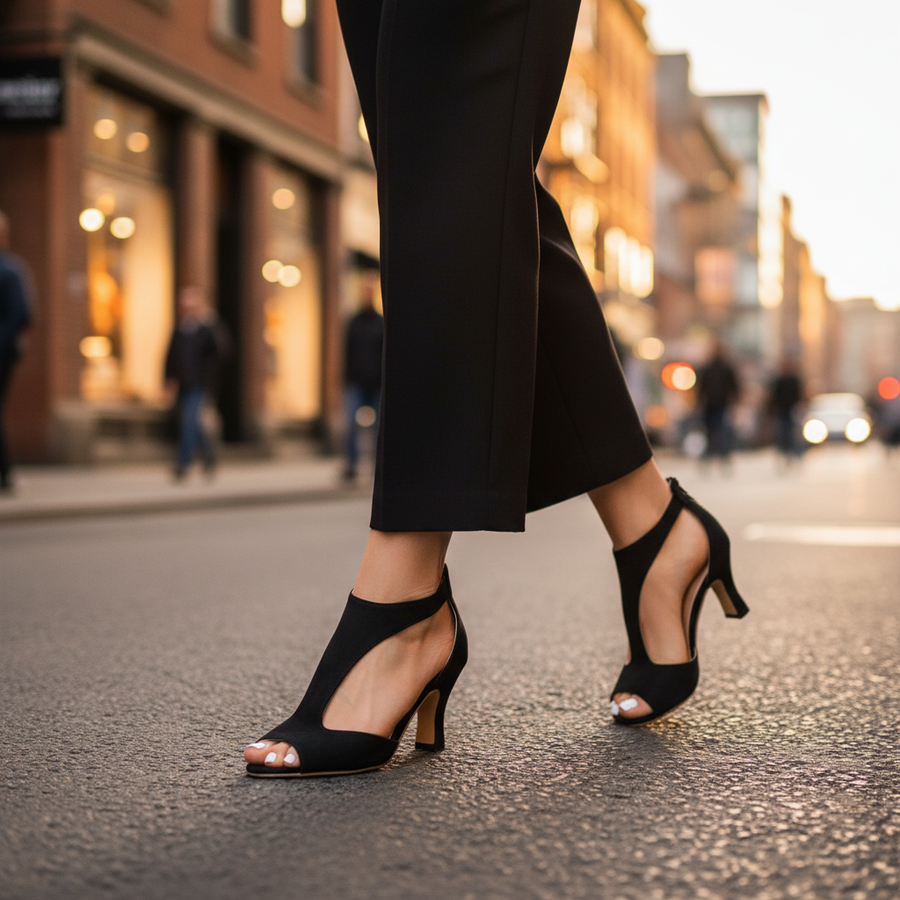 Escarpin femme talon découpé - vue d'ensemble posé