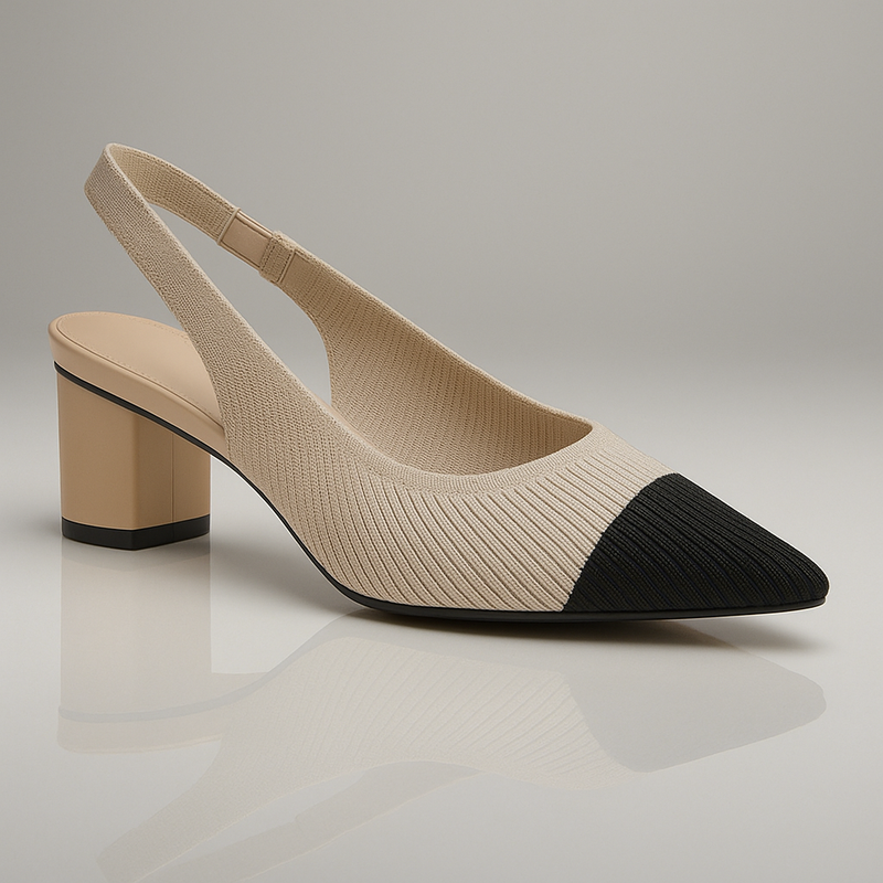 Escarpin femme bout pointu talon carré stable - vue face