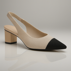 Escarpins femme – bout pointu et talon carré stable - Abricot Noir