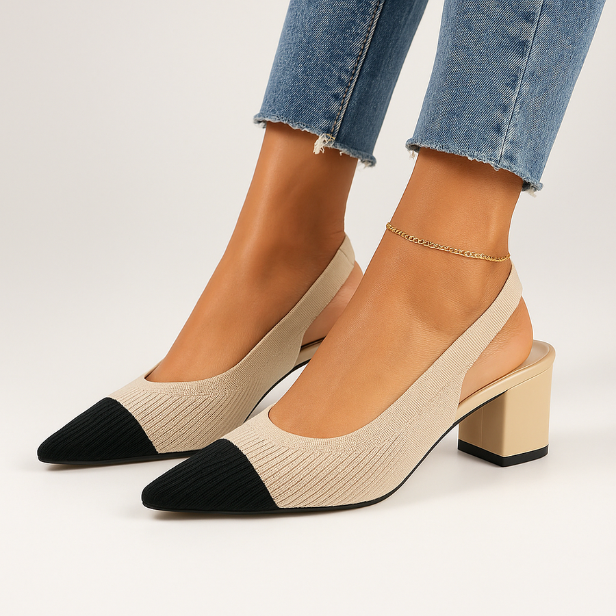 Escarpin femme talon carré - vue de côté