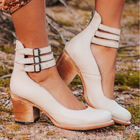 Escarpins femme – Mary Jane double boucle - blanc