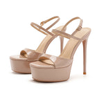 Escarpins femme – plateforme talon très haut - Poudre nude - 14 cm