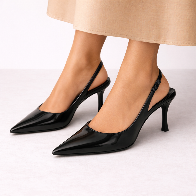 Escarpin femme slingback vernis - vue face
