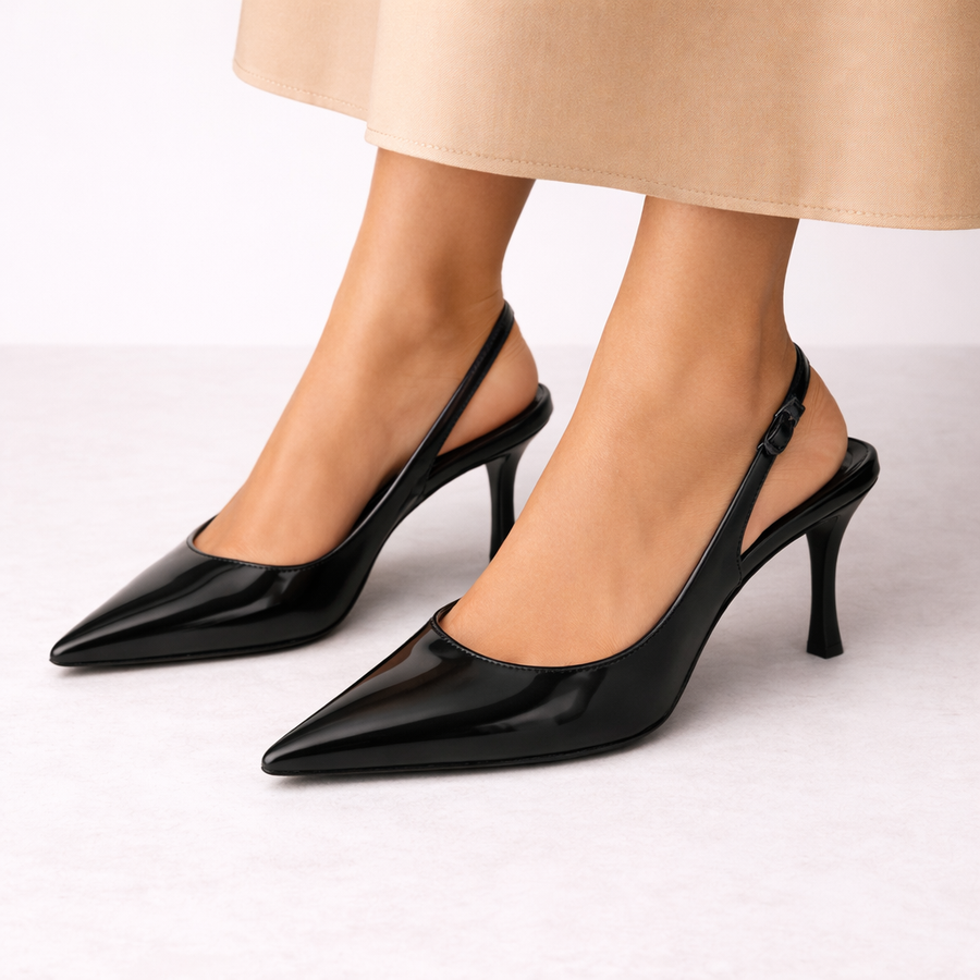 Escarpin femme slingback vernis - vue face