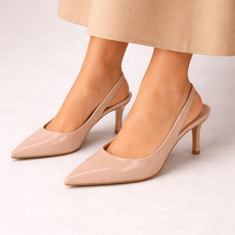 Escarpin femme slingback vernis - vue d'ensemble posé