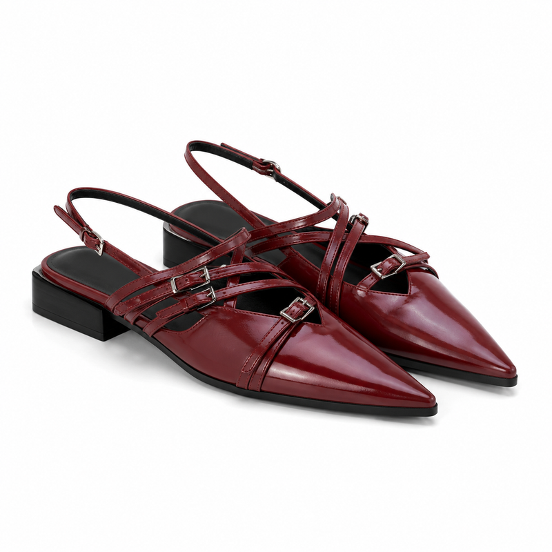 Escarpin femme talon bas ligne épurée - vue face