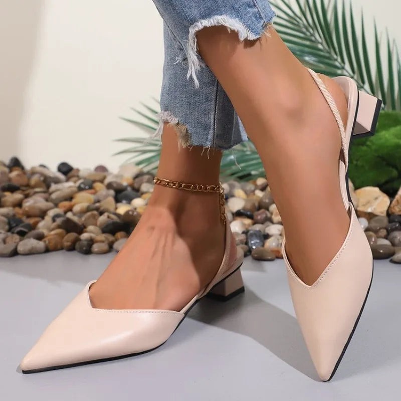 Escarpin femme talon bloc bas - vue de côté