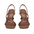 Escarpins sandales femme – bout carré bride slingback - marron