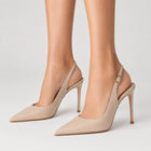 Escarpins femme – slingback bout pointu talon aiguille - Beige