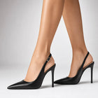 Escarpins femme – slingback bout pointu talon aiguille - Noir