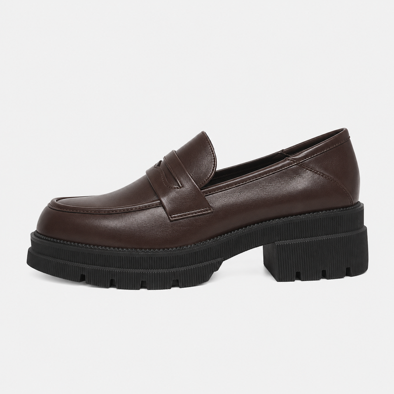 Espadrille femme marron plateforme style britannique - vue face