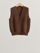 Cardigan en laine sans manche femme - marron