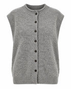 Gilet Femme - Maille Col Montant Sans Manches - Gris