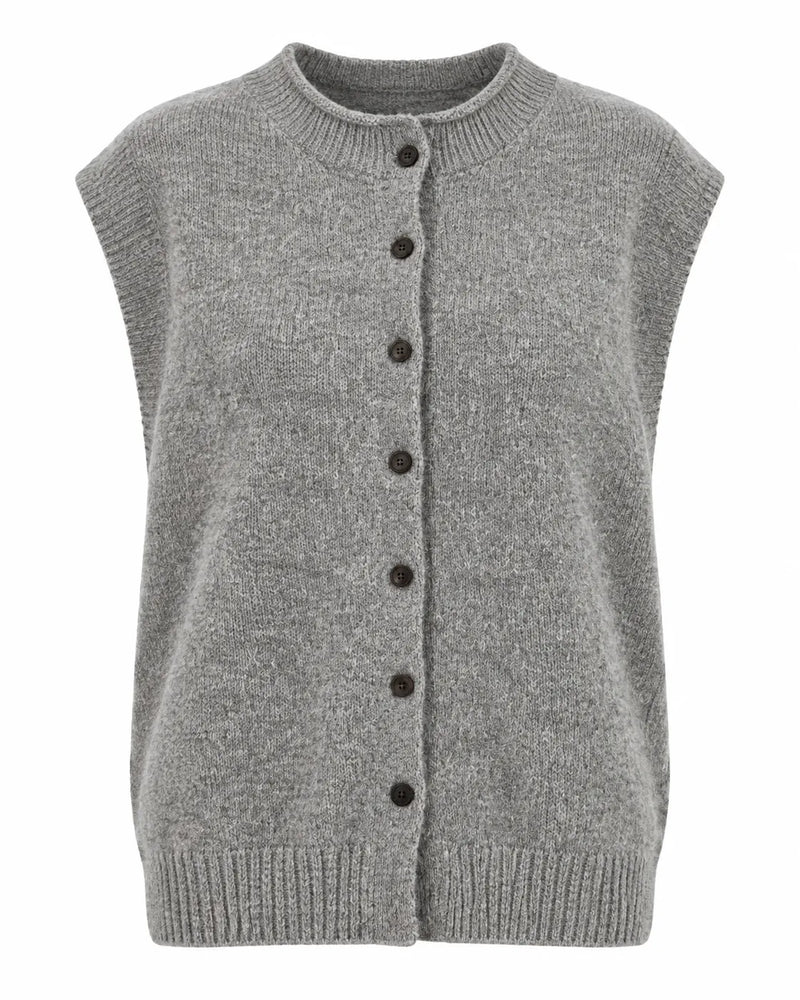 Gilet Maille Femme Col Montant Sans Manches