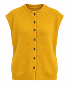 Gilet Femme - Maille Col Montant Sans Manches - Jaune