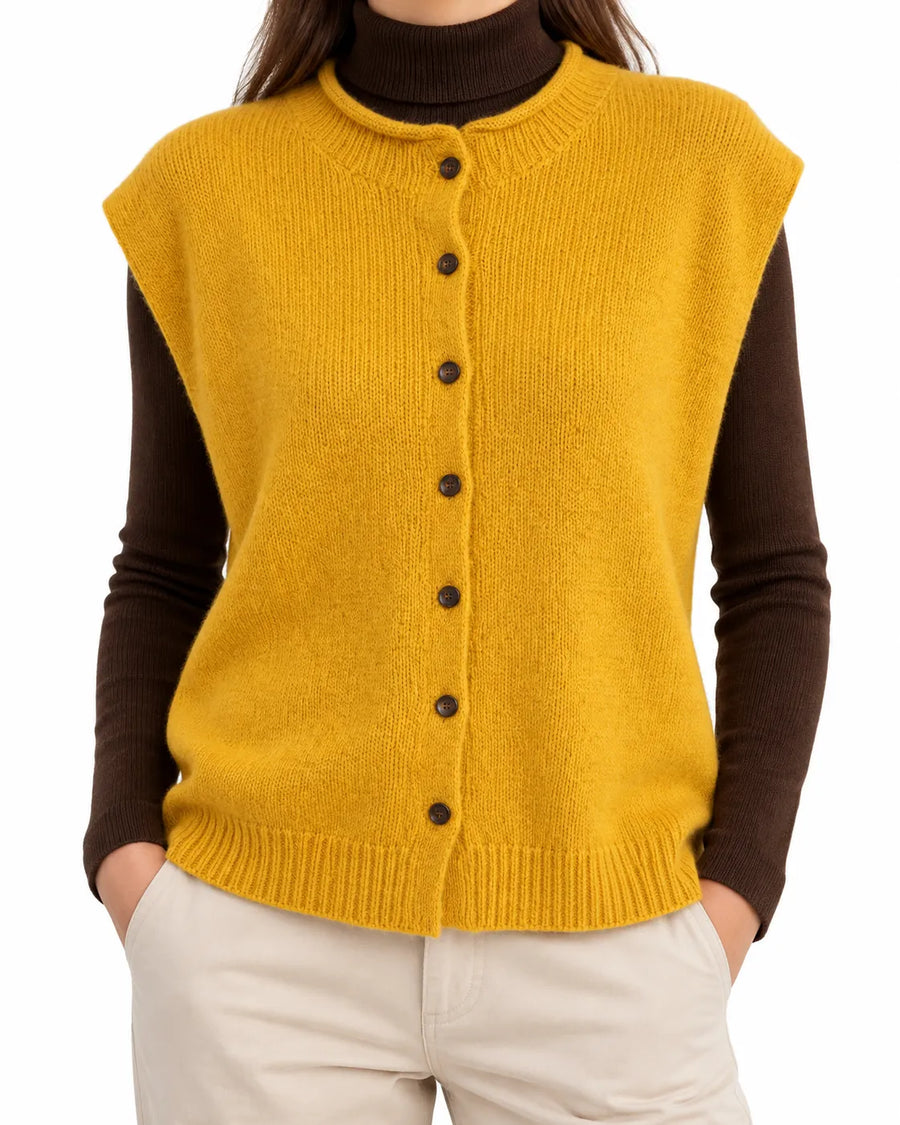 Gilet Maille Femme Col Montant Sans Manches