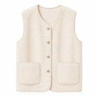 Gilet Cardigan polaire sans manche femme - Blanc crème