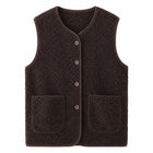 Gilet Cardigan polaire sans manche femme - marron foncé