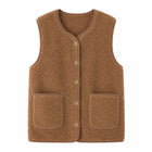 Gilet Cardigan polaire sans manche femme - Marron