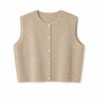 Gilet sans manche boutonné automne femme - Beige